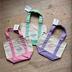Canvas Tote Bag Set - Pink, Green, Purple